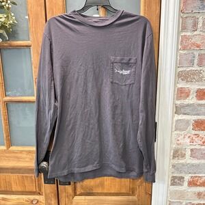 Vineyard Vines Shark Graphic T-Shirt Mens M Gray Long Sleeve Pocket